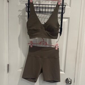 Lululemon Brown Sports Bra and Shorts Set